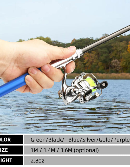 Load image into Gallery viewer, 1 Set Telescopic Mini Portable Pocket Pen Casting Fishing Rod Carbon Reel Aluminum Alloy Spinning Ultralight Feeder Fish Pole
