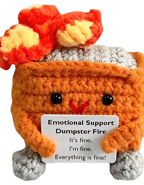 Load image into Gallery viewer, Emotional Support Dumpster Fire with Encouraging Card Positive Crochet Dumpster Fire Office and Home Decoration Gifts
