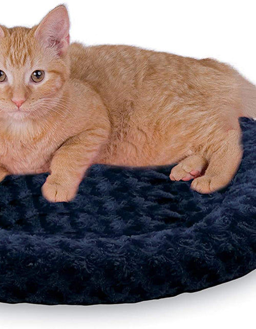 Load image into Gallery viewer, Thermo-Kitty Fashion Splash Indoor Heated Cat Bed, Heated Bed for Dogs or Cats with Removable Waterproof Heater Blue Small 18 Inches Round
