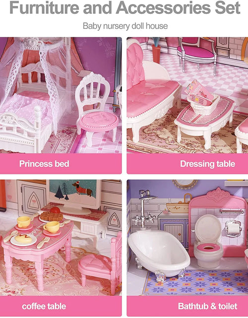 Load image into Gallery viewer, Victoria Wooden Dollhouse for Kids Furniture Preschool Dollhouse House Toy for Toddlers Girls
