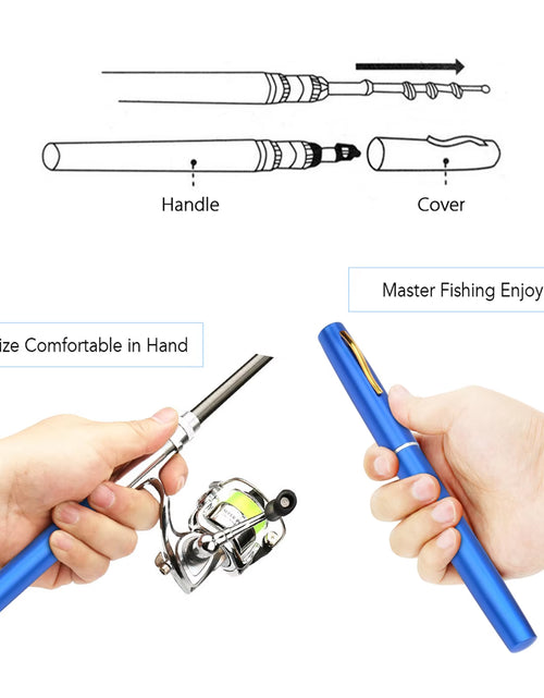 Load image into Gallery viewer, 1 Set Telescopic Mini Portable Pocket Pen Casting Fishing Rod Carbon Reel Aluminum Alloy Spinning Ultralight Feeder Fish Pole
