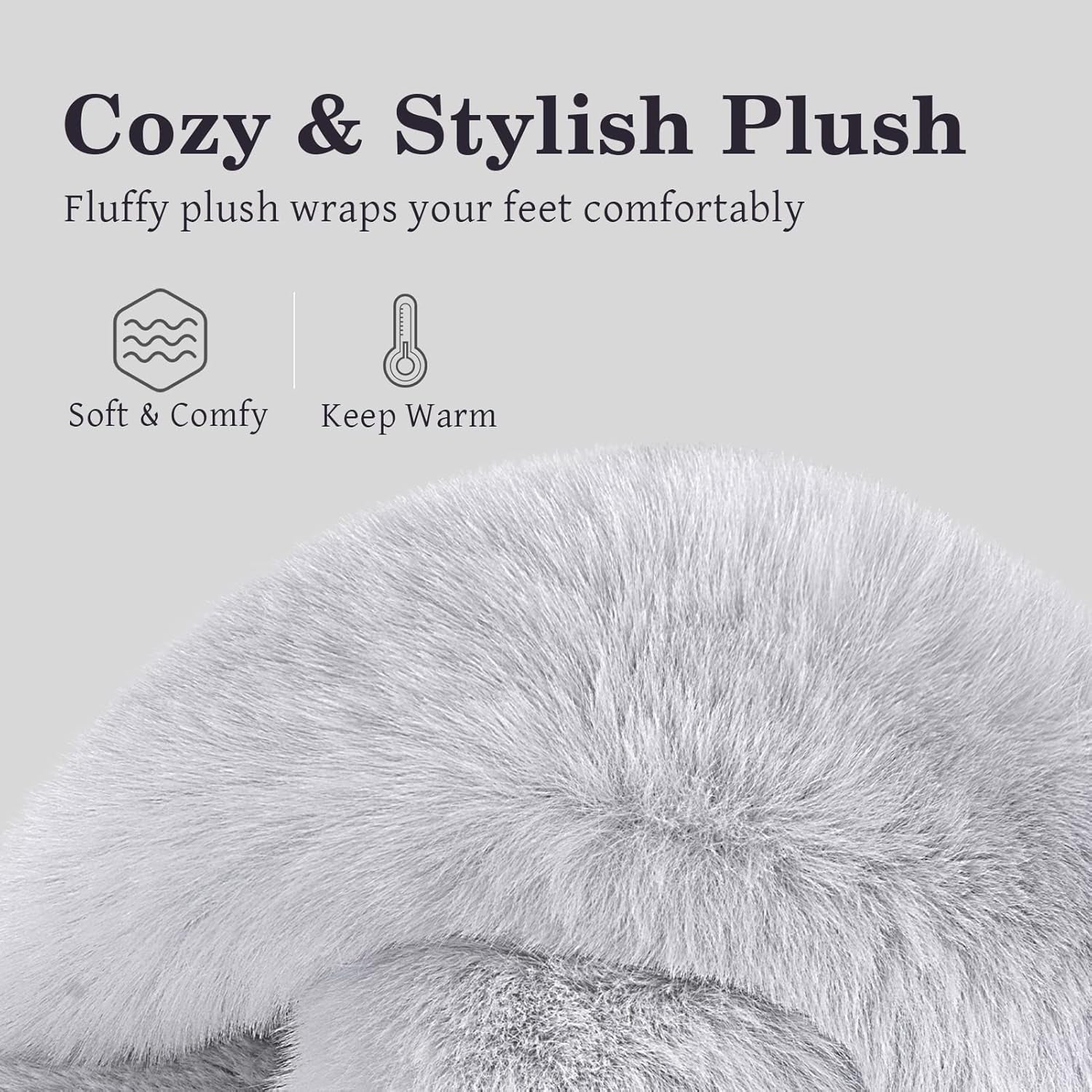 Women'S Fuzzy Slippers Cross Band Soft Plush Cozy House Shoes Furry Open Toe Indoor or Outdoor Slip on Warm Breathable Anti-Skid Sole