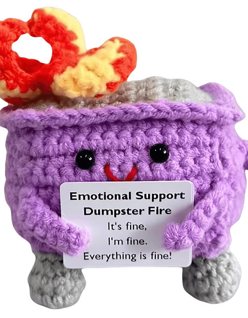 Load image into Gallery viewer, Emotional Support Dumpster Fire with Encouraging Card Positive Crochet Dumpster Fire Office and Home Decoration Gifts
