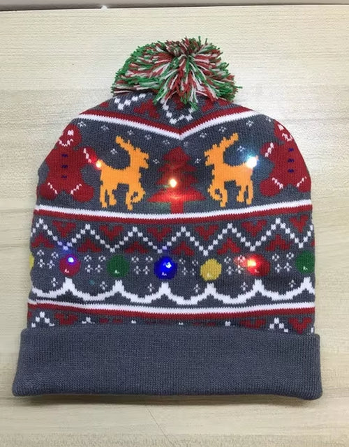 Load image into Gallery viewer, New Style! LED Christmas Hat Beanie Light up Illuminate Warm Hat 48 Patterns New Year Snowman Sweater Hat Christmas Decorations
