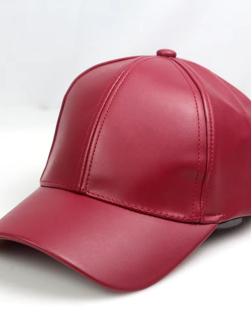 Load image into Gallery viewer, 6 Panel PU Faux Leather Curved Baseball Cap Dad Hats for Women Men Red Pink Black Blue Brown
