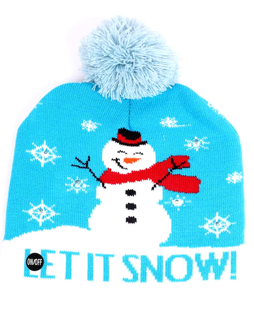 Load image into Gallery viewer, New Style! LED Christmas Hat Beanie Light up Illuminate Warm Hat 48 Patterns New Year Snowman Sweater Hat Christmas Decorations
