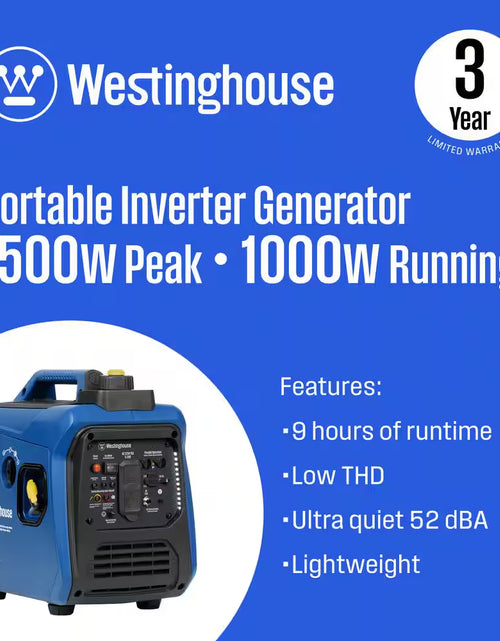 Load image into Gallery viewer, 1,500-Watt Gas Powered Portable Inverter Generator with Recoil Start and Quiet Technology
