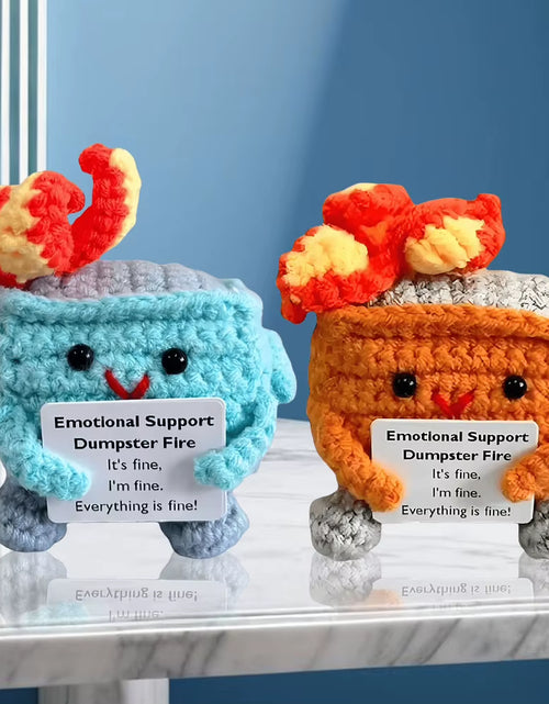 Load image into Gallery viewer, Emotional Support Dumpster Fire with Encouraging Card Positive Crochet Dumpster Fire Office and Home Decoration Gifts
