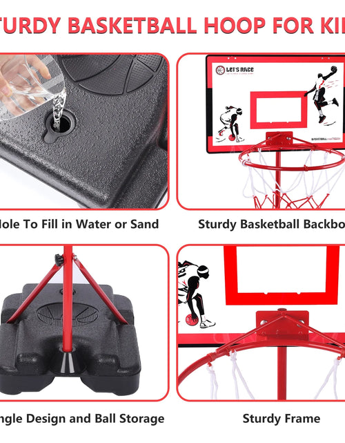 Load image into Gallery viewer, Kids Basketball Hoop for Age 3 4 5 6 7 8, Toddler Basketball Hoops Adjustable Height 3.01Ft-5.64Ft, Indoor Outdoor Mini Basketball Hoop Goal &amp; Backboard Ball Games Toys for Girl Boy
