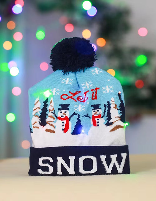 Load image into Gallery viewer, New Style! LED Christmas Hat Beanie Light up Illuminate Warm Hat 48 Patterns New Year Snowman Sweater Hat Christmas Decorations
