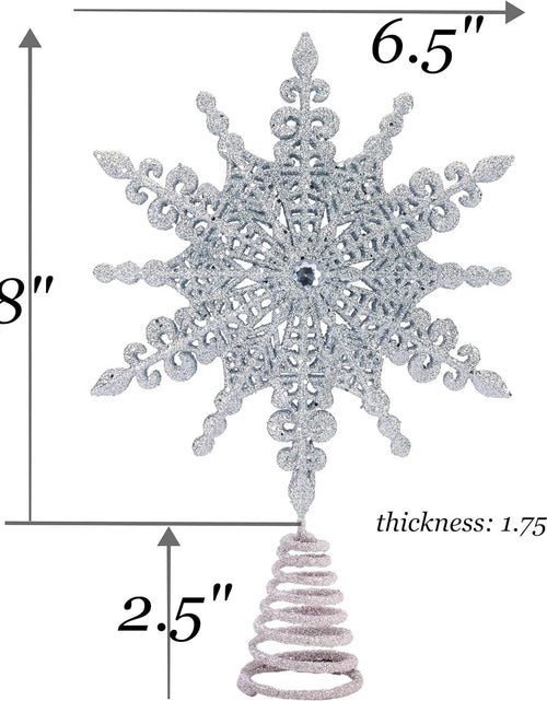 Load image into Gallery viewer, 8 Inch Silver Glittered Filigree Christmas Star Tree Topper Star/Home Décor Ornaments (Silver)
