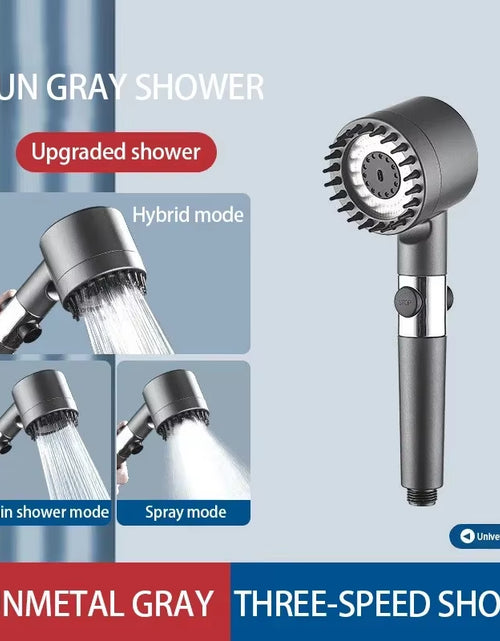 Load image into Gallery viewer, High Pressurized Filter Shower Head 3-Mode Adjustable Spray with Massage Brush Rain Faucet Bathroom Accessories
