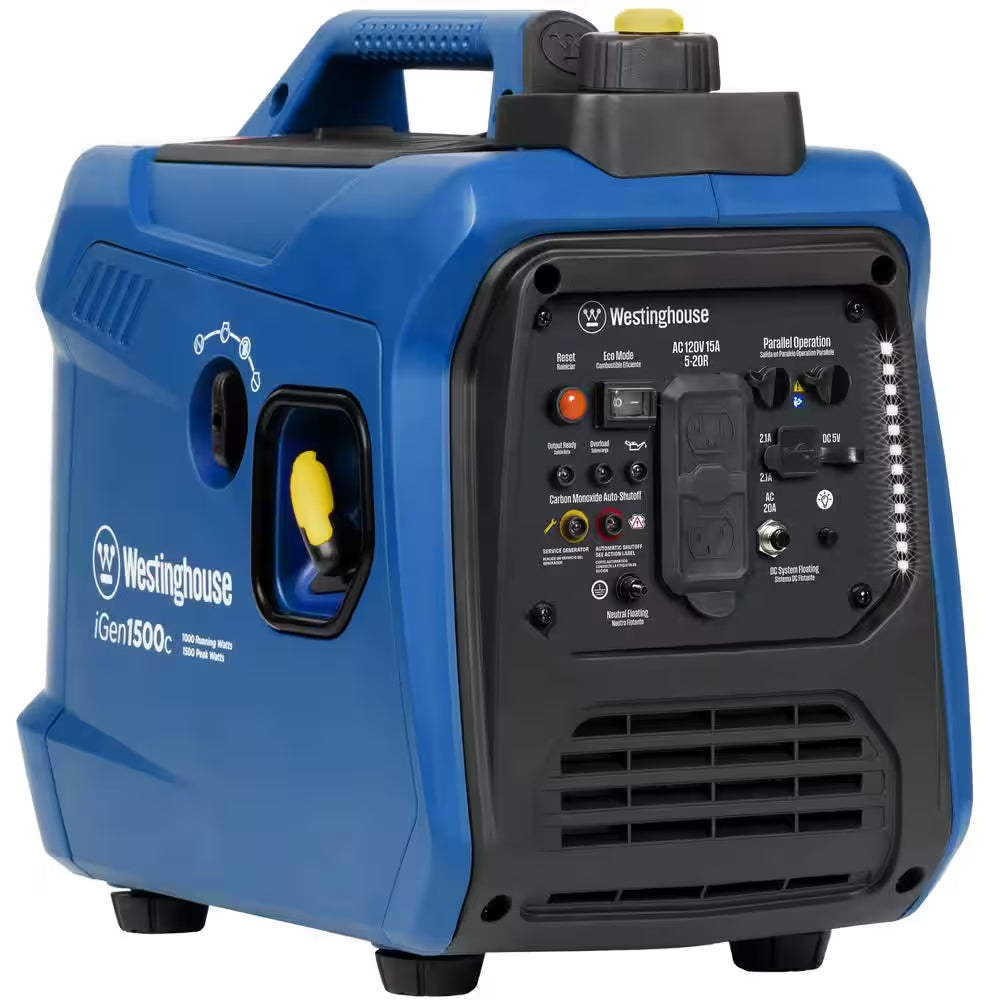 1,500-Watt Gas Powered Portable Inverter Generator with Recoil Start and Quiet Technology