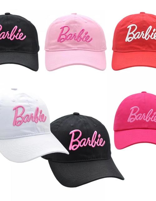 Load image into Gallery viewer, New Kawaii Barbie Letters Embroidered Baseball Cap Anime Cartoon Fashion Summer Adjustable Sun Caps Outdoor Casual Peaked Hat
