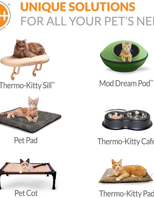 Load image into Gallery viewer, Thermo-Kitty Fashion Splash Indoor Heated Cat Bed, Heated Bed for Dogs or Cats with Removable Waterproof Heater Blue Small 18 Inches Round
