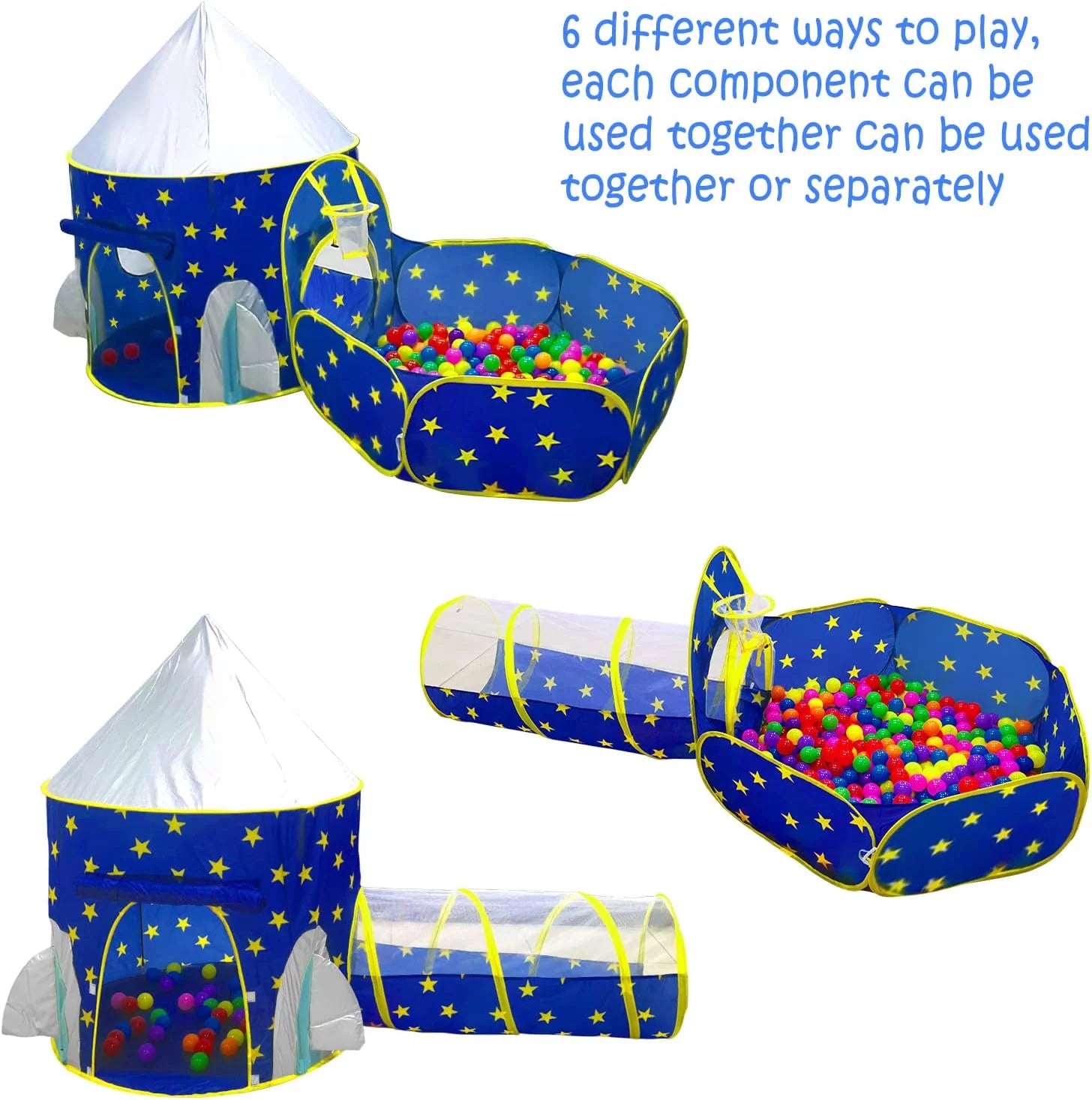 Kids Play Tent, 3 in 1 Kids Play Tent for Toddler Boys with Play Tunnel & Baby Ball Pit & Castle Tent and Storage Bag, Indoor Outdoor Toy Tent for Toddlers Kids Toy Gifts (Without Ball)