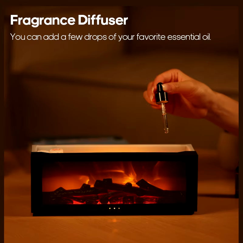 Colorful Flame Fireplace Aroma Diffuser 150Ml Waterless Auto-Off Air Humidifier with Timer Remote Control for Home Bedroom Gift