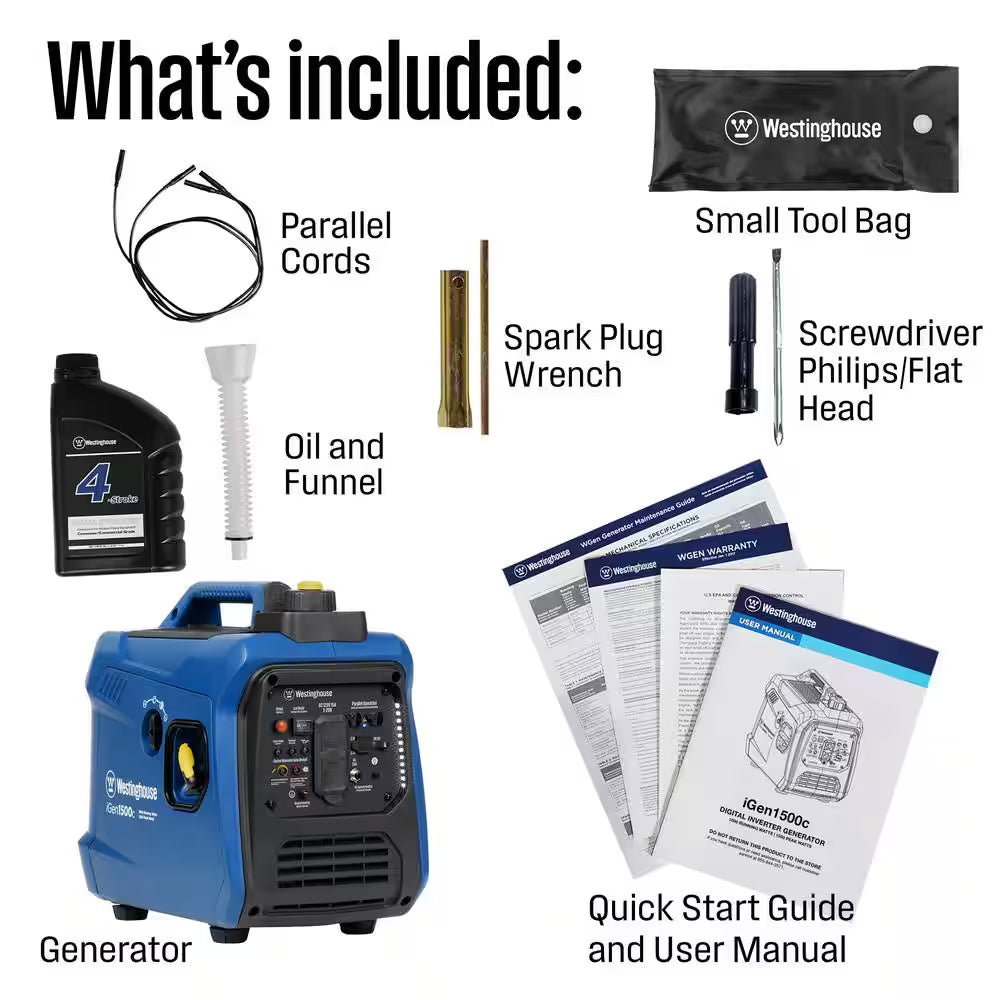 1,500-Watt Gas Powered Portable Inverter Generator with Recoil Start and Quiet Technology