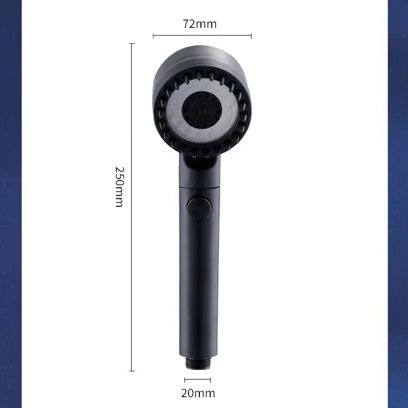 High Pressurized Filter Shower Head 3-Mode Adjustable Spray with Massage Brush Rain Faucet Bathroom Accessories